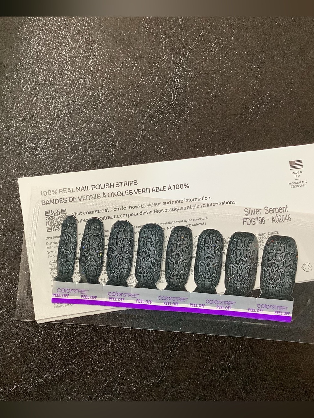 Color Street glittering gray and black snake print nail strips. NWT - Picture 5 of 7